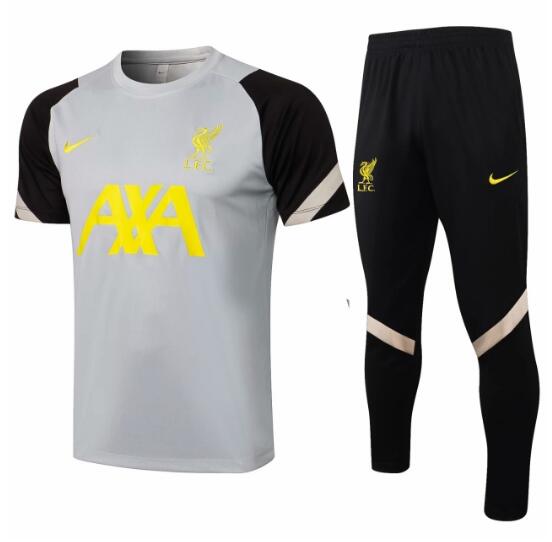 2021/22 Liverpool Light Grey Training Kits Shirt with Pants